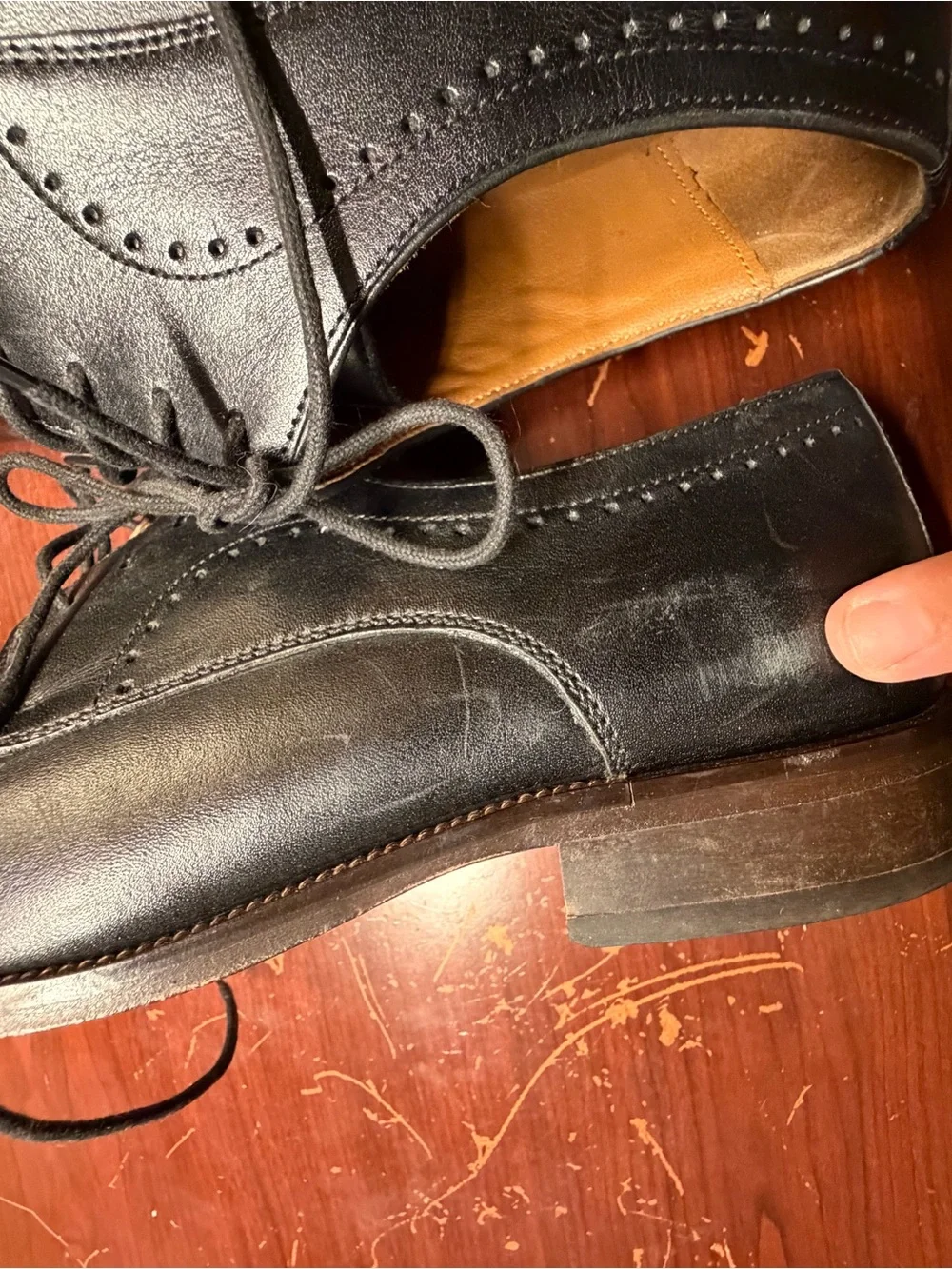 Johnston & Murphy Sanborn Black Leather & Suede Cap-Toe Derbys